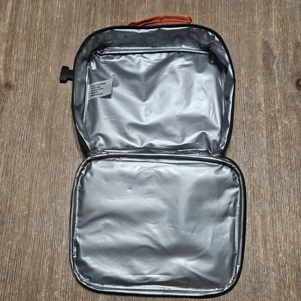 Kids Dinosaur T Rex Insulated Lunch Bag Camo Black Orange Zipper Lunch Box